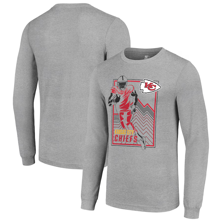 Men Kansas City Chiefs grey 2024 NFL Long sleeve T Shirts